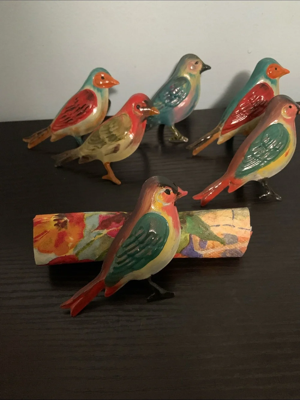 Bird Design Metal Napkin Rings Set of 6